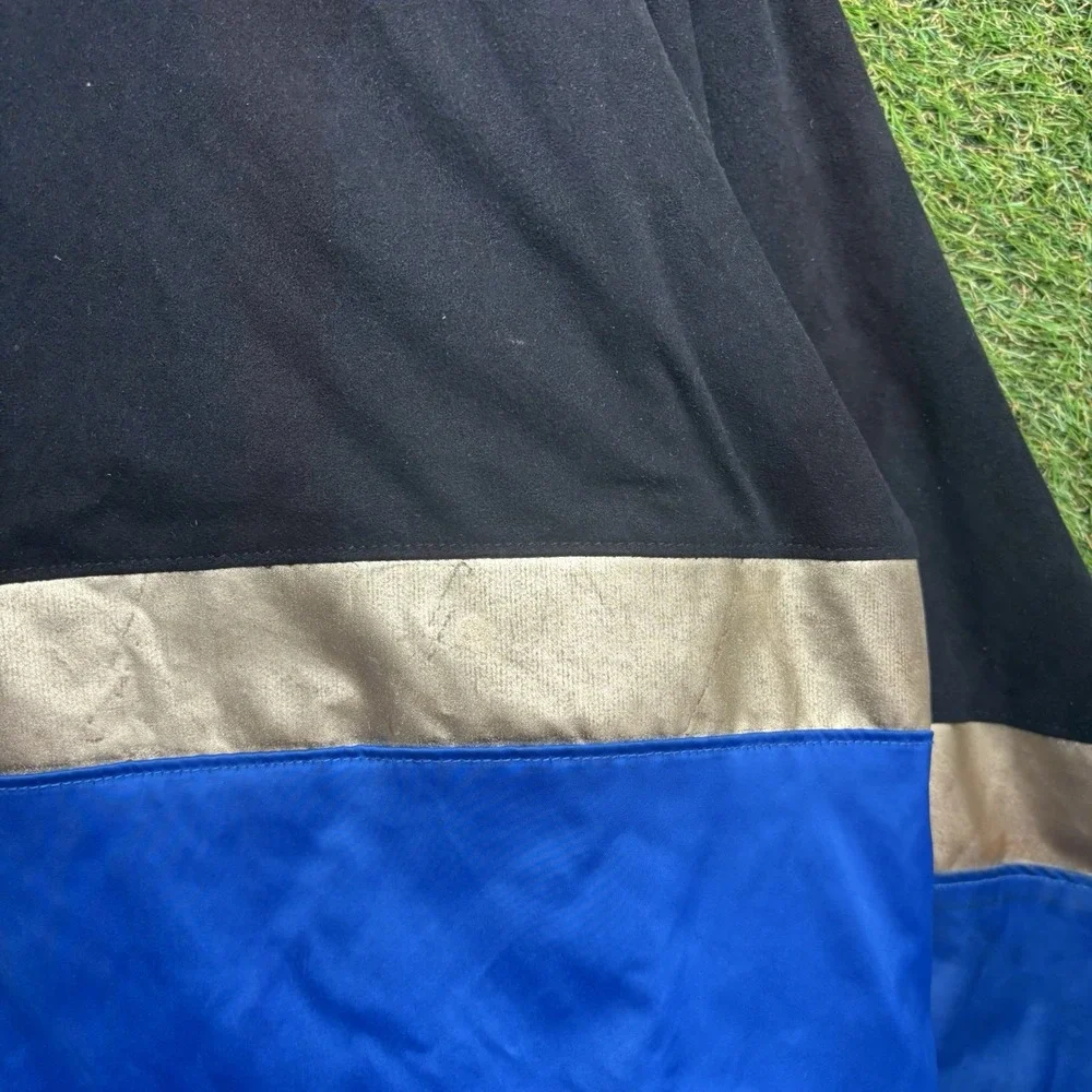 True Religion Bomber Jacket Mens Large Black Blue Suede Full Zip Chevron NWT